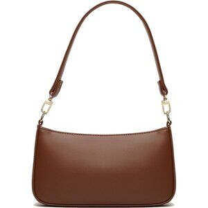 Women B Brown Retro Vegan Leather Polyester Lining Classic Clutch Tote HandBag